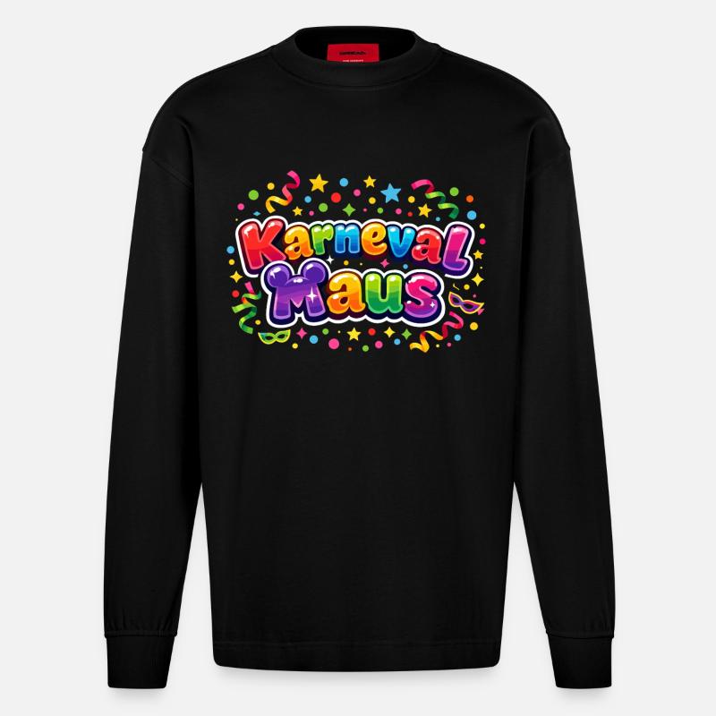 Karnevalsmaus Köln Kölner Alaaf Geschenk Lustig - Heavyweight Oversized Organic Langarmshirt Made in EU - SOLID BLACK