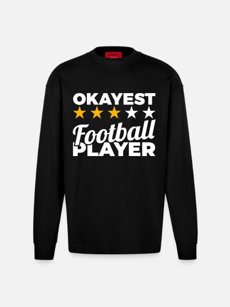 Okayest Football Player - Heavyweight Oversized Organic Langarmshirt Made in EU - SOLID BLACK