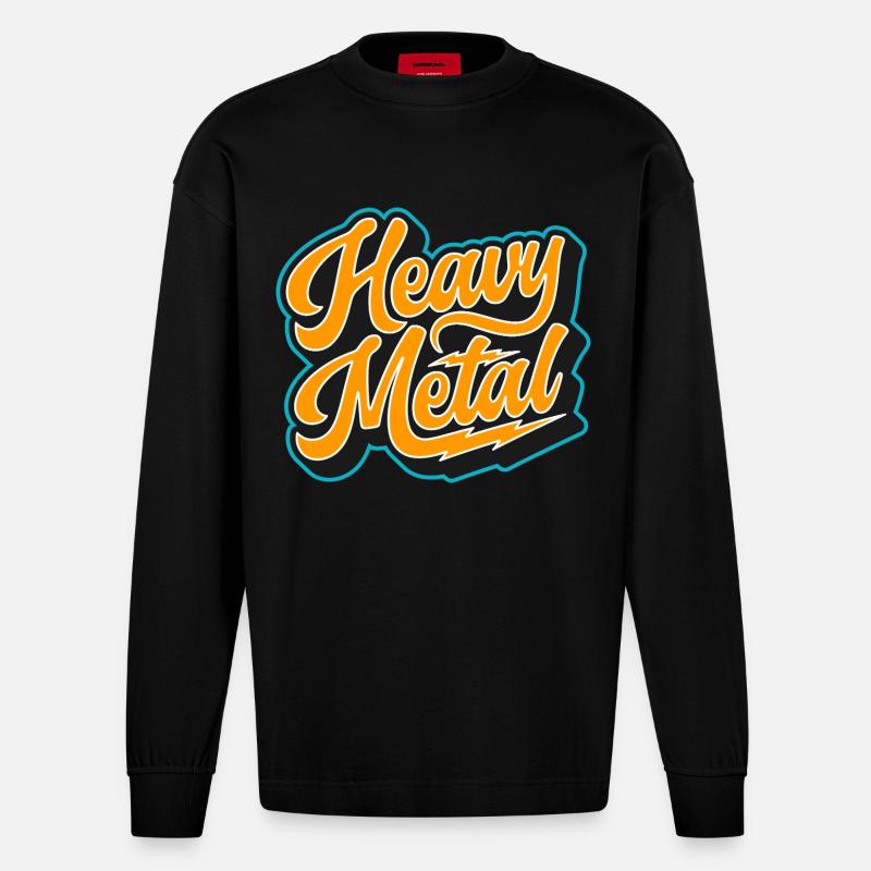 Heavy Metal Bold Script Logo - Heavyweight Oversized Organic Langarmshirt Made in EU - SOLID BLACK