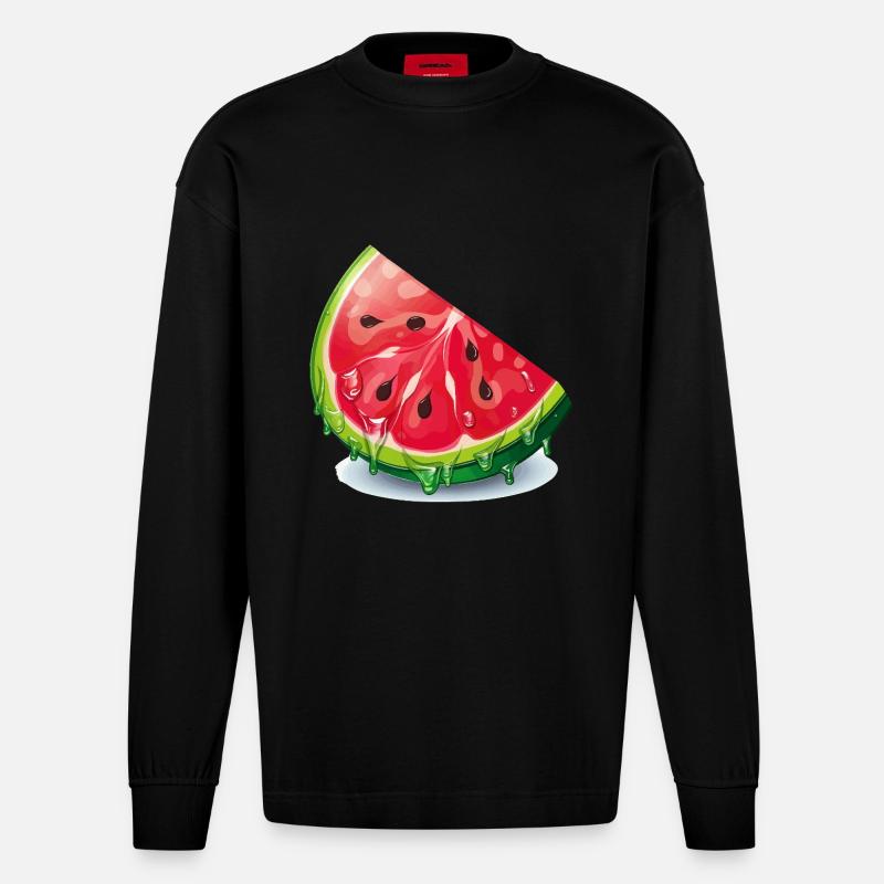 Tranche de pastèque - Manches longues bio épais oversize fabriqué en UE - SOLID BLACK