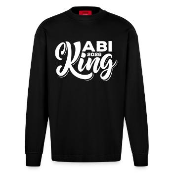 Abi King 2026 - Abitur - Spruch - Heavyweight Oversized Organic Langarmshirt Made in EU - SOLID BLACK - Vorne