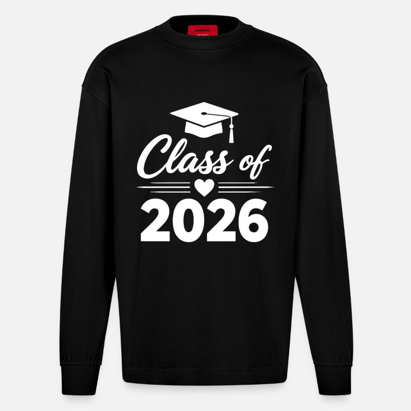 CLASS OF 2026 Absolventen Abschluss Studium - Heavyweight Oversized Organic Langarmshirt Made in EU - SOLID BLACK