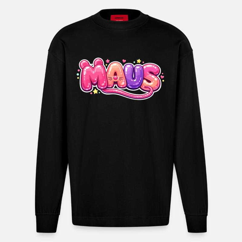 Karnevalsmaus Kostüm Lustig Karneval Köln Geschenk - Heavyweight Oversized Organic Langarmshirt Made in EU - SOLID BLACK