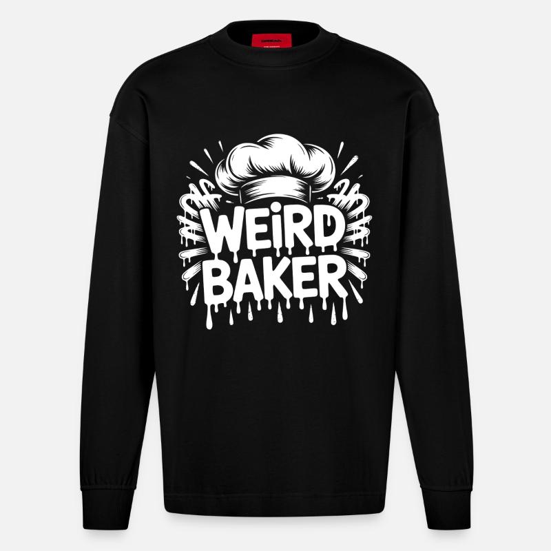 Weird Baker - Heavyweight Oversized Organic Langarmshirt Made in EU - SOLID BLACK