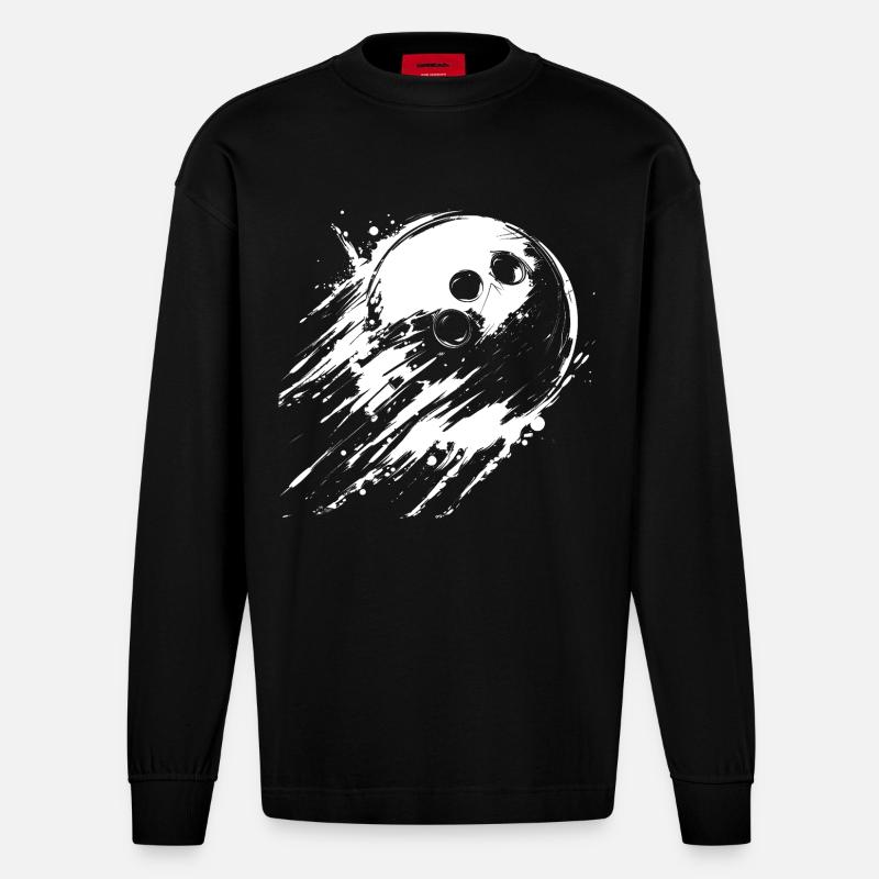 Bowlingkugel - Heavyweight Oversized Organic Langarmshirt Made in EU - SOLID BLACK