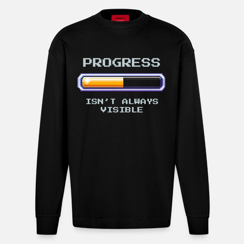 Progrès invisible | Travail social - Manches longues bio épais oversize fabriqué en UE - SOLID BLACK