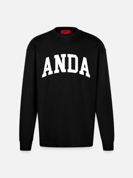 Anda - Manches longues bio épais oversize fabriqué en UE - SOLID BLACK