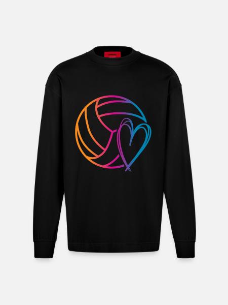 Volleyball Ball - Heavyweight Oversized Organic Longsleeve Shirt Made in EU - SOLID BLACK
