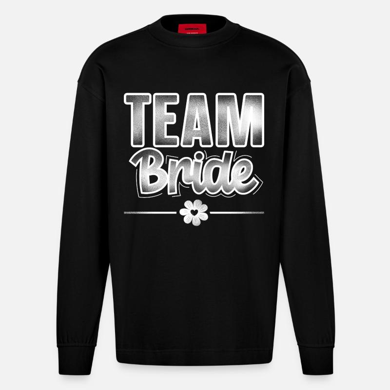 Team Bride - Heavyweight Oversized Organic Langarmshirt Made in EU - SOLID BLACK