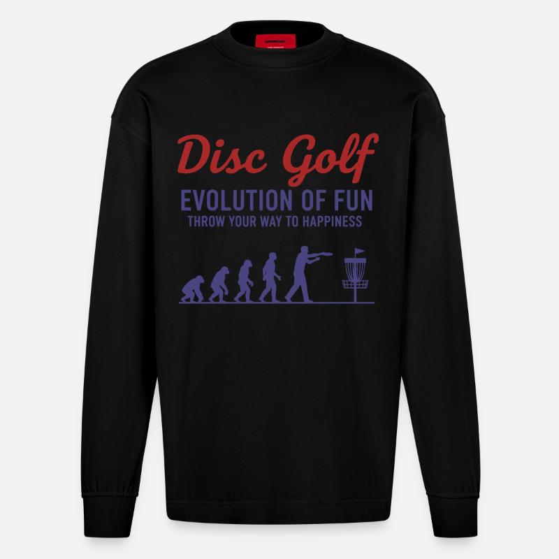 Disc Golf : Évolution du plaisir : lancez-vous - Manches longues bio épais oversize fabriqué en UE - SOLID BLACK