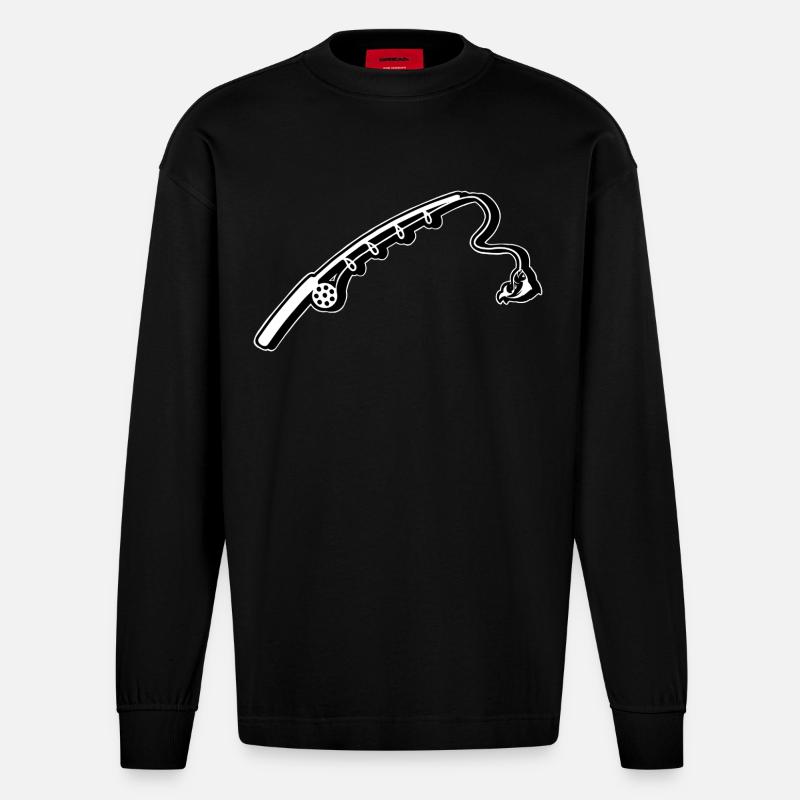 Pêche à la canne à pêche - Manches longues bio épais oversize fabriqué en UE - SOLID BLACK