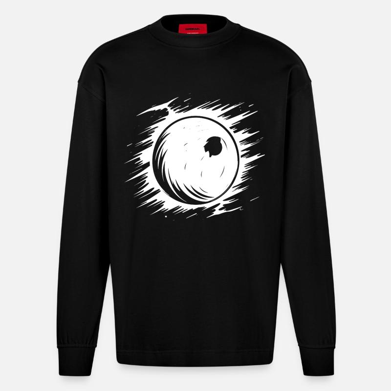 Dessin de boule de bowling - Manches longues bio épais oversize fabriqué en UE - SOLID BLACK