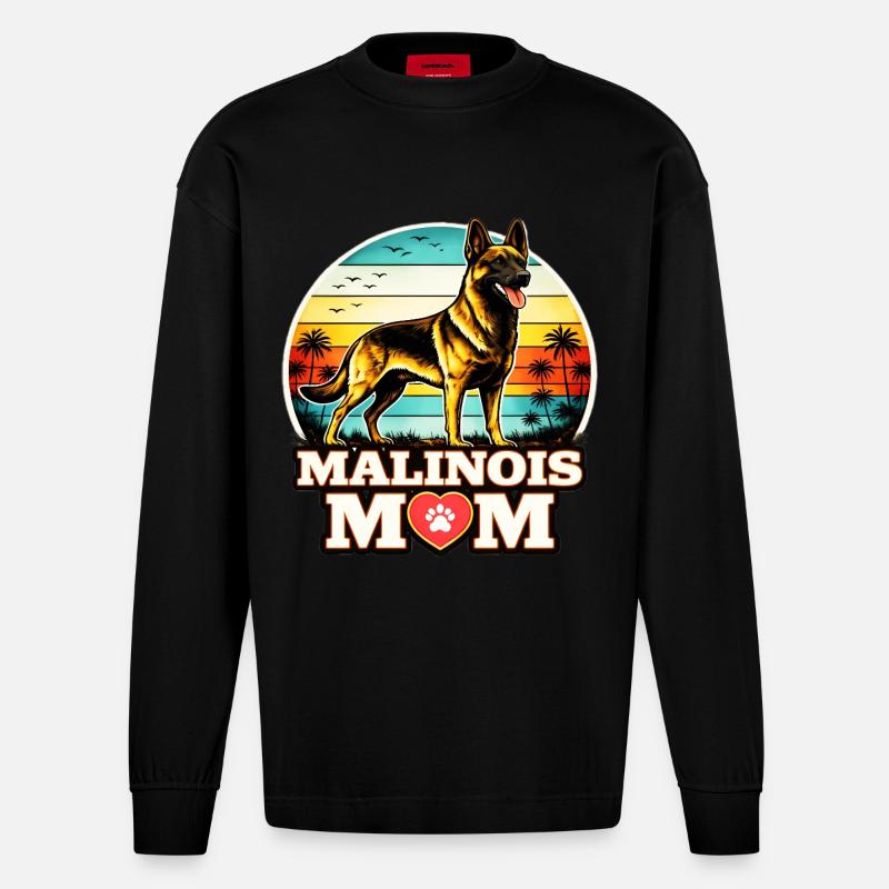 Malinois Mom - Heavyweight Oversized Organic Langarmshirt Made in EU - SOLID BLACK