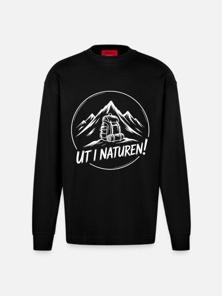 Adventure Backpacking Hiking - Heavyweight Oversized Organic Longsleeve Shirt Made in EU - SOLID BLACK