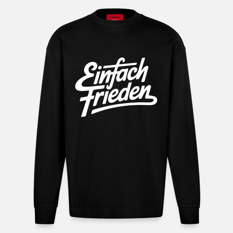 Simplement la paix - Manches longues bio épais oversize fabriqué en UE - SOLID BLACK