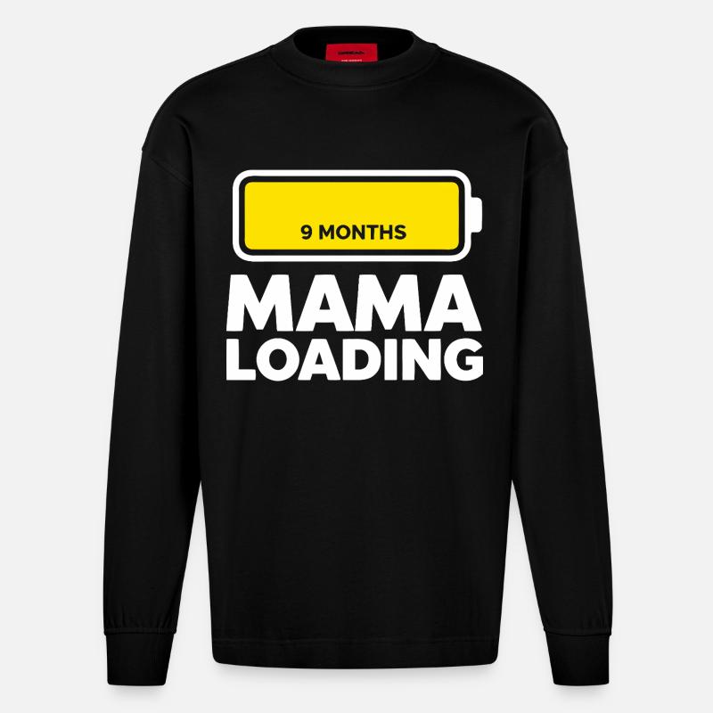Mama Loading - Heavyweight Oversized Organic Langarmshirt Made in EU - SOLID BLACK