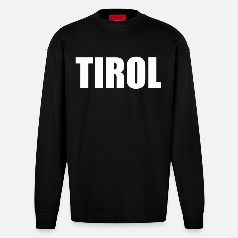 TIROL Logo weiß - Heavyweight Oversized Organic Langarmshirt Made in EU - SOLID BLACK
