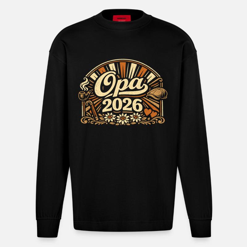 Opa 2026 Loading Geschenk  - Heavyweight Oversized Organic Langarmshirt Made in EU - SOLID BLACK
