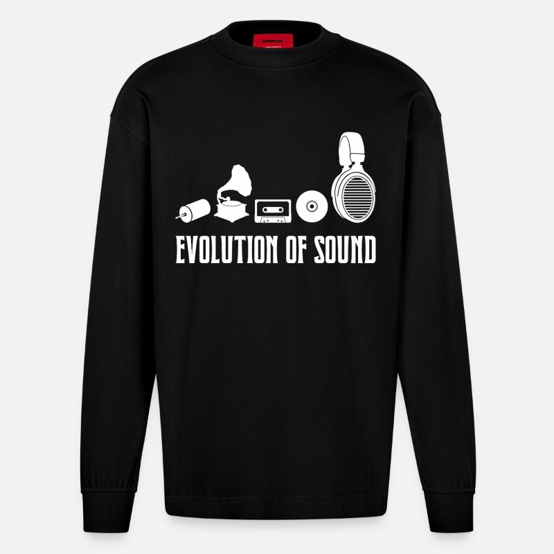 Évolution du son Musique audiophile - Manches longues bio épais oversize fabriqué en UE - SOLID BLACK