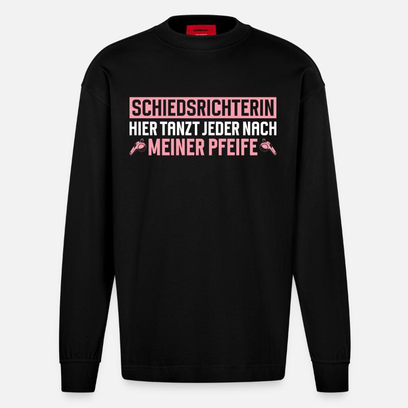 Referee Referee Gift - Heavyweight Oversized Organic Longsleeve Shirt Made in EU - SOLID BLACK