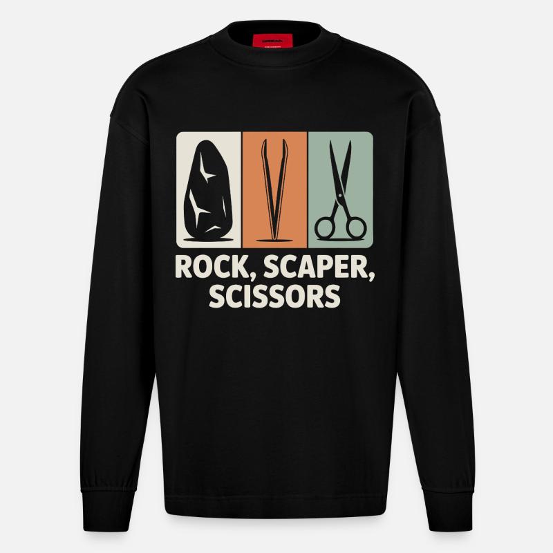 Pierre, Scaper, Ciseaux | Humour aquascaping - Manches longues bio épais oversize fabriqué en UE - SOLID BLACK