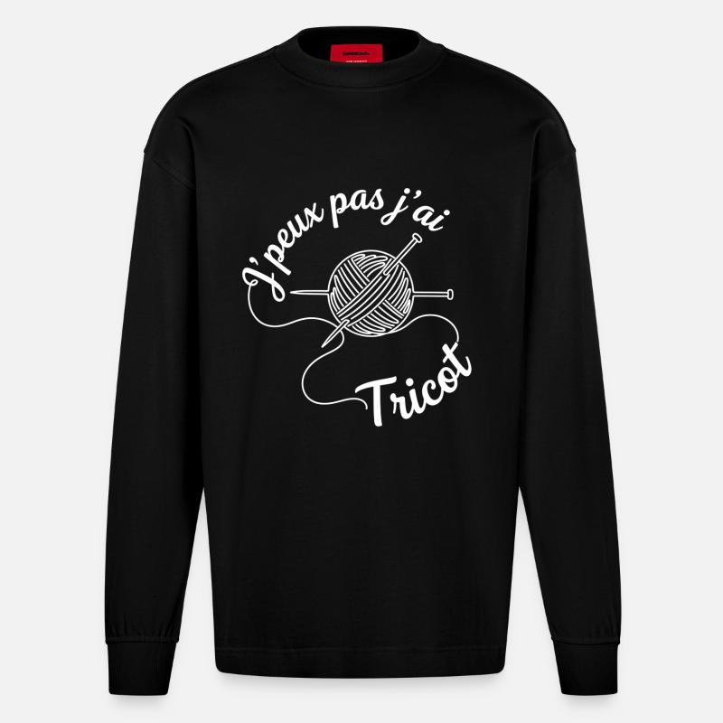 Wenn nicht, stricke ich - Heavyweight Oversized Organic Langarmshirt Made in EU - SOLID BLACK