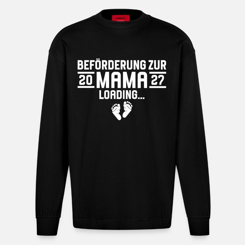 Beförderung zur Mama 2027 loading - Heavyweight Oversized Organic Langarmshirt Made in EU - SOLID BLACK