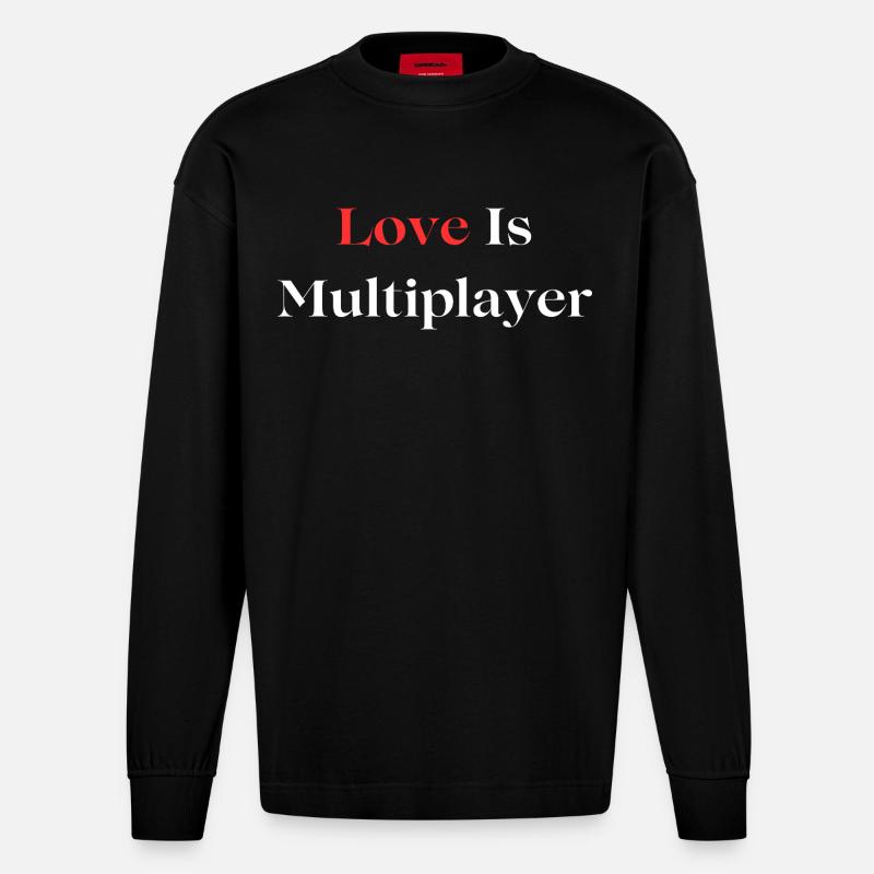 Love Is Multiplayer - Heavyweight Oversized Organic Langarmshirt Made in EU - SOLID BLACK