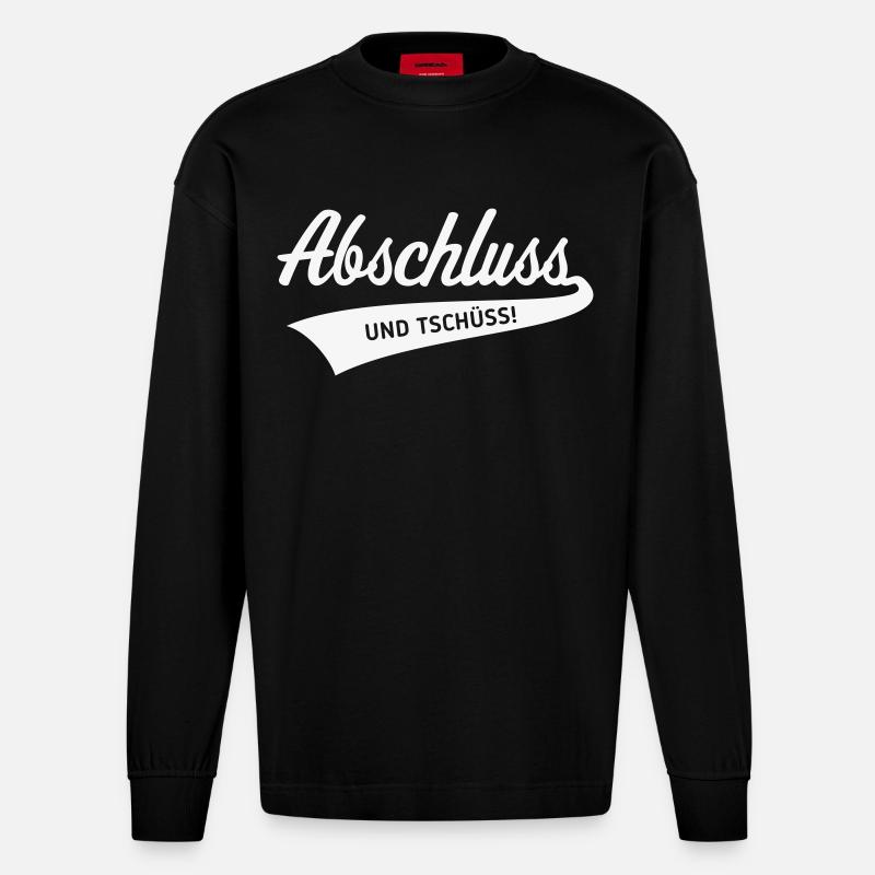 Conclusion – and bye! (Graduation / White) - Heavyweight Oversized Organic Longsleeve Shirt Made in EU - SOLID BLACK