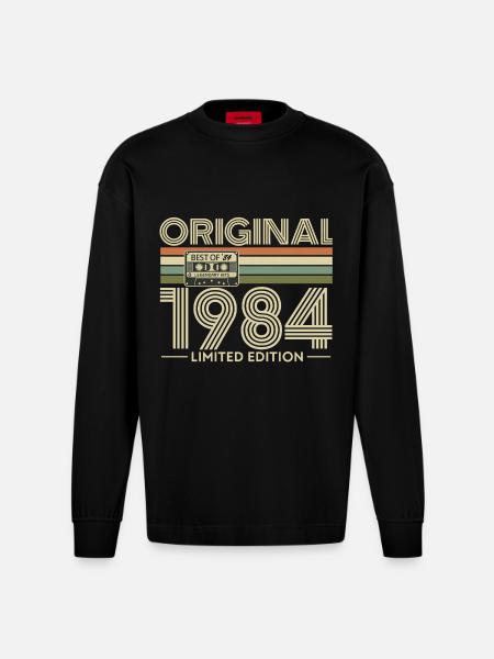 Original 1984 Limited Edition Retro - Heavyweight Oversized Organic Longsleeve Shirt Made in EU - SOLID BLACK