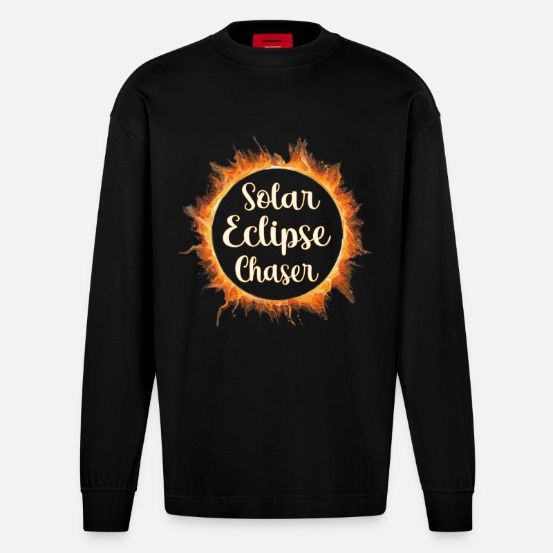 Solar eclipse chaser - Heavyweight Oversized Organic Longsleeve Shirt Made in EU - SOLID BLACK