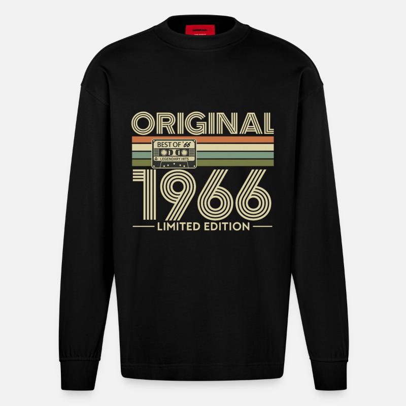 Originale limitierte Edition von 1966 - Heavyweight Oversized Organic Langarmshirt Made in EU - SOLID BLACK