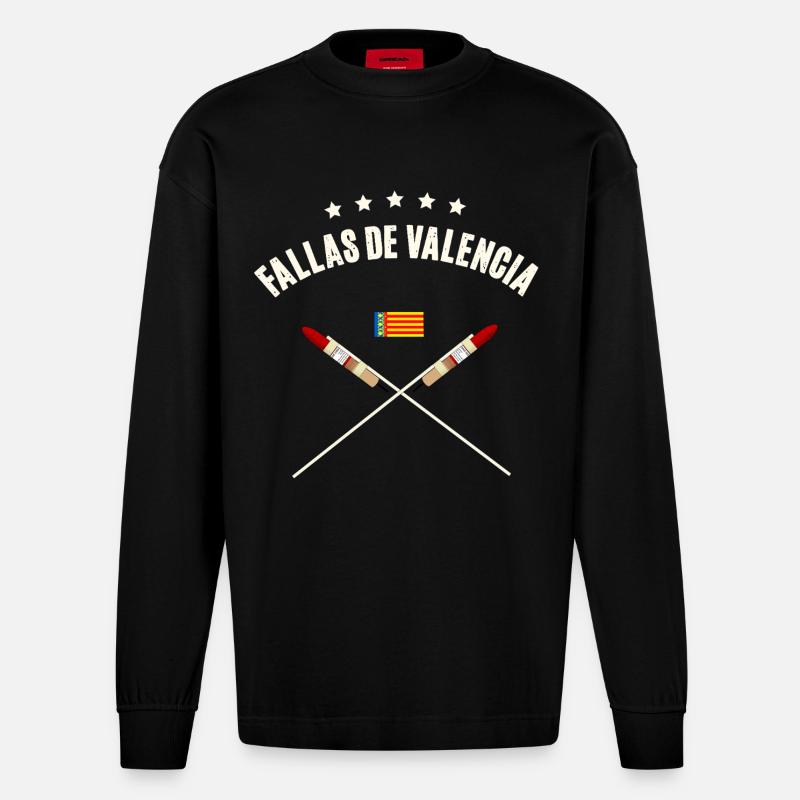 Fallas De Valencia Rocket - Heavyweight Oversized Organic Langarmshirt Made in EU - SOLID BLACK