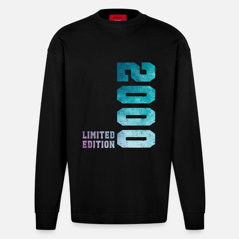 2000 Édition Limitée 26 ans anniversaire - Manches longues bio épais oversize fabriqué en UE - SOLID BLACK