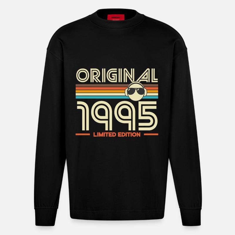 Original 1995 Edition Rétro - Manches longues bio épais oversize fabriqué en UE - SOLID BLACK