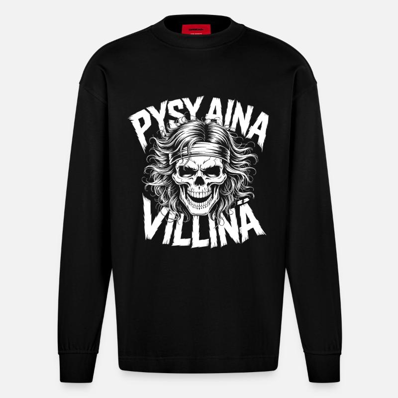 Wildschädel-Design - Heavyweight Oversized Organic Langarmshirt Made in EU - SOLID BLACK
