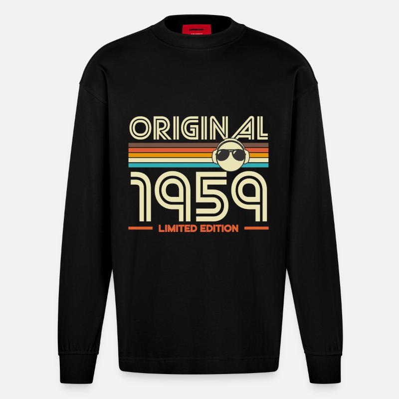 Original 1959 Edition limitée - Manches longues bio épais oversize fabriqué en UE - SOLID BLACK