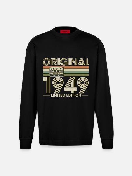 Original 1949 Limited Edition Retro - Heavyweight Oversized Organic Longsleeve Shirt Made in EU - SOLID BLACK