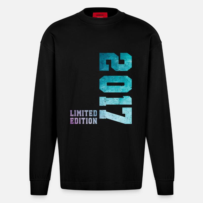 2017 Édition Limitée 9 ans anniversaire - Manches longues bio épais oversize fabriqué en UE - SOLID BLACK