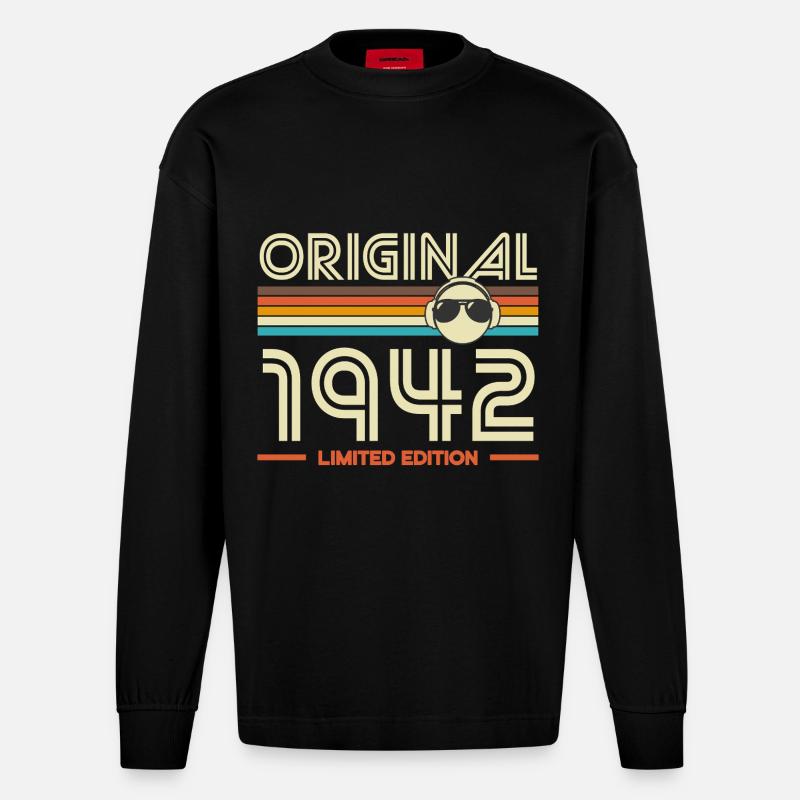 Originale Retro-Edition von 1942 - Heavyweight Oversized Organic Langarmshirt Made in EU - SOLID BLACK