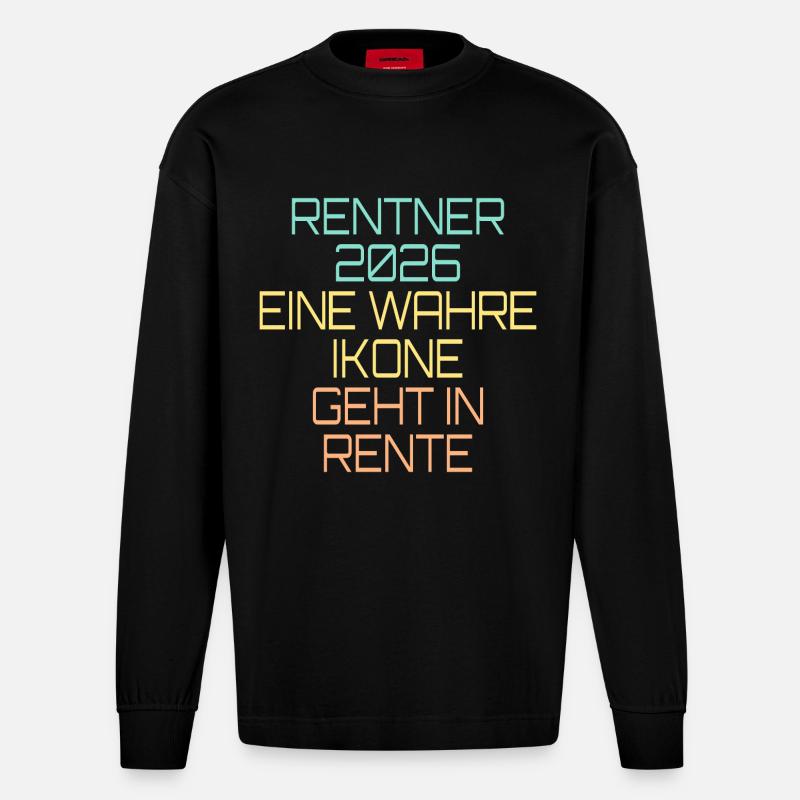 Rentner 2026 Ikone Rente - Heavyweight Oversized Organic Langarmshirt Made in EU - SOLID BLACK