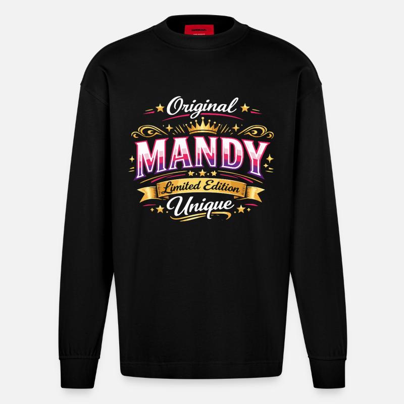 Nom de Mandy - Manches longues bio épais oversize fabriqué en UE - SOLID BLACK