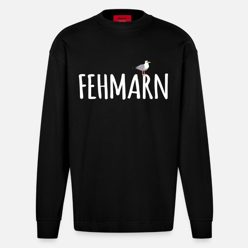 Fehmarn Möwe - Heavyweight Oversized Organic Langarmshirt Made in EU - SOLID BLACK