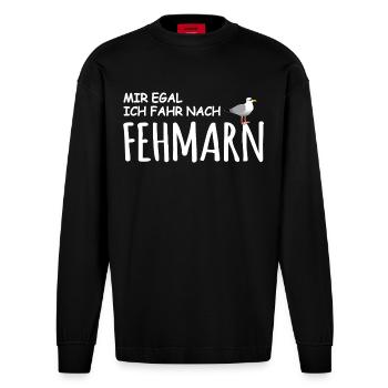 Fehmarn Love - Heavyweight Oversized Organic Longsleeve Shirt Made in EU - SOLID BLACK - Front