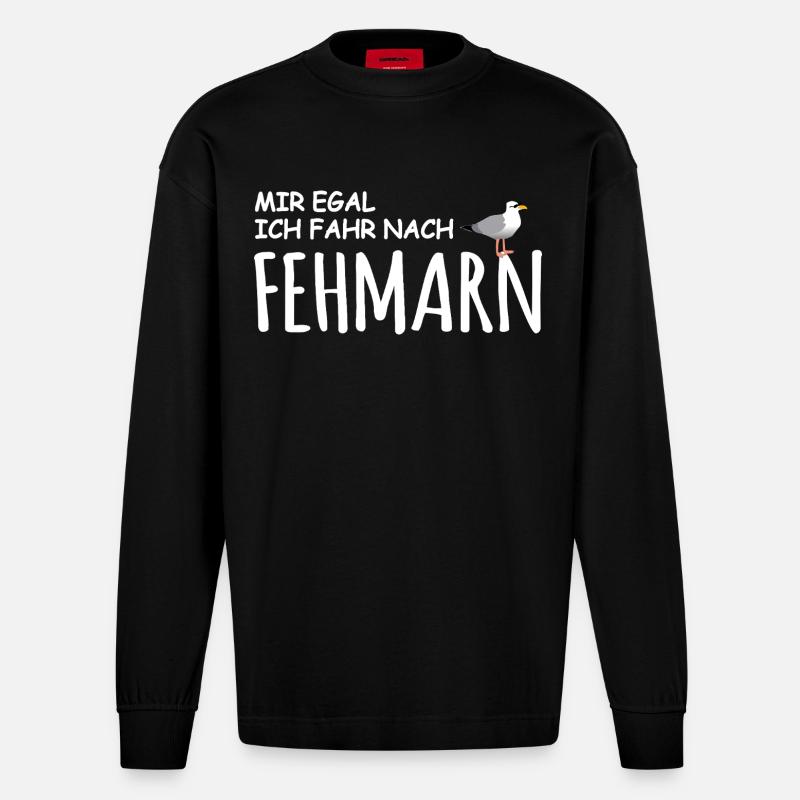 Fehmarn Liebe - Heavyweight Oversized Organic Langarmshirt Made in EU - SOLID BLACK