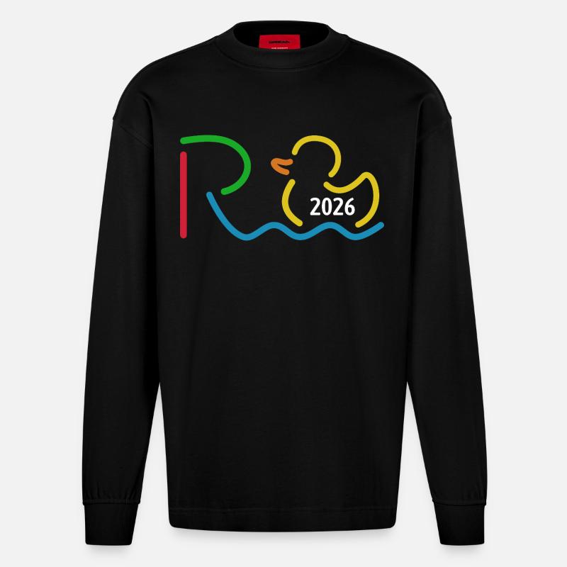 Rente 2026 - Retraite - Rente - Manches longues bio épais oversize fabriqué en UE - SOLID BLACK