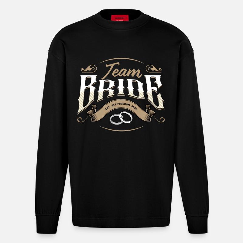Team Bride 2026 - Heavyweight Oversized Organic Langarmshirt Made in EU - SOLID BLACK