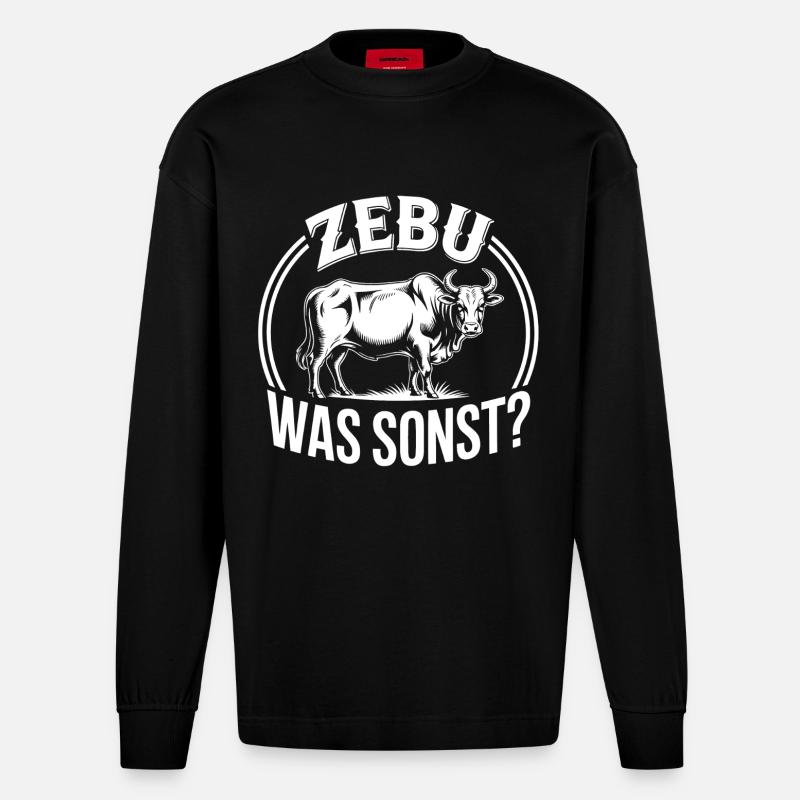 Zebu What else? Graphics - Heavyweight Oversized Organic Longsleeve Shirt Made in EU - SOLID BLACK
