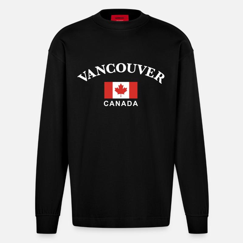 Vancouver, Kanada - Heavyweight Oversized Organic Langarmshirt Made in EU - SOLID BLACK