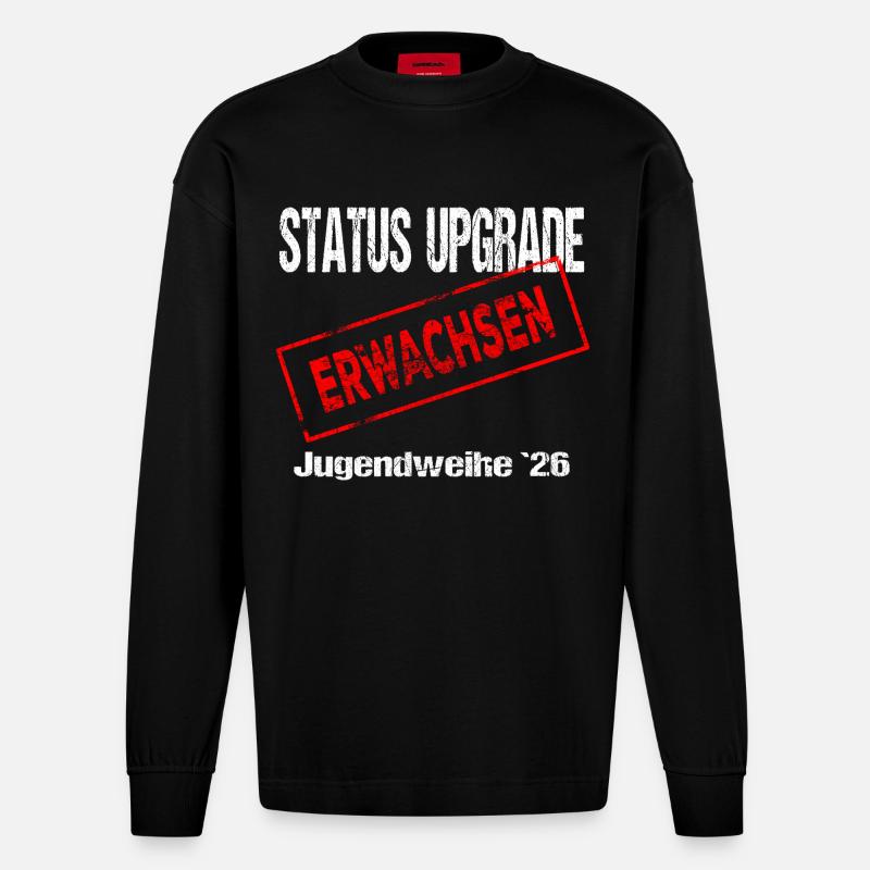 Jugendweihe - Jugendweihe 2026 - Heavyweight Oversized Organic Langarmshirt Made in EU - SOLID BLACK